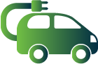 Blue & green vehicle with a plug Icon